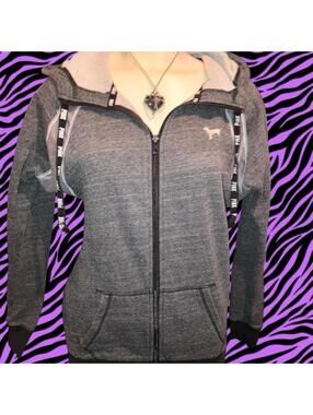 Grey Victoria's Secret PINK zip up hoodie #loungewear #cozy